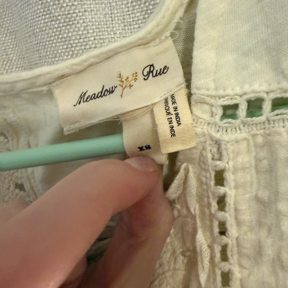 Anthropologie Meadow Rue Women’s Lace Panel Cream Boho Tunic Top XS - Picture 3 of 3